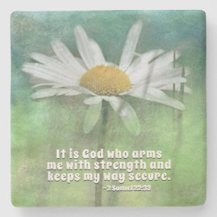 2 Samuel 22:33 It is God who arms me with strength Stone Coaster