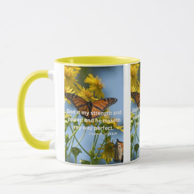 2 Samuel 22:33 KJV Bible Scripture Pic Two-Tone Mug (Left)