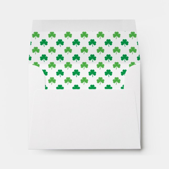 2-Shades of Green Shamrocks on White St. Patrick's Envelope (Back (Bottom))