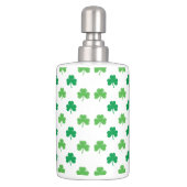 2-Shades of Green Shamrocks on White St. Patrick's Soap Dispenser & Toothbrush Holder (Back)