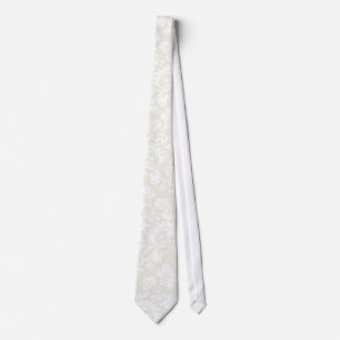 2 Shades Of White Vintage Floral Damasks Neck Tie