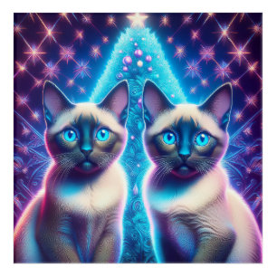 2 Siamese Kittens Posing In With Christmas Tree Acrylic Print