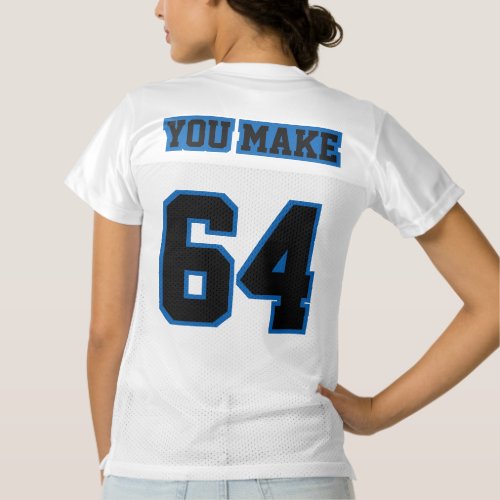 2 Side BLACK BLUE WHITE Womens Football Jersey