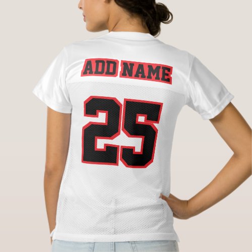 2 Side BLACK RED WHITE Womens Football Jersey