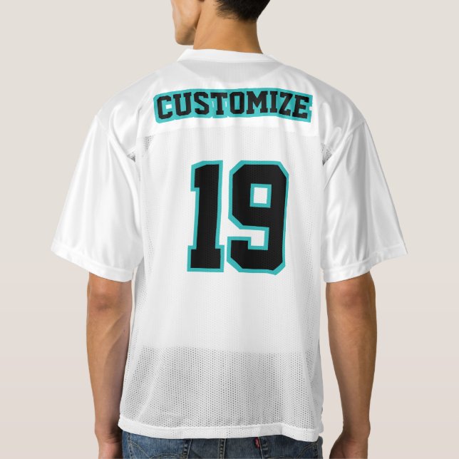2 Side BLACK TURQUOISE WHITE Mens Football Jersey (Back)
