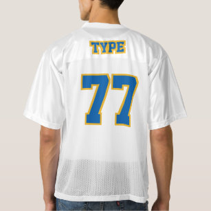 2 Side BLUE GOLD WHITE Mens Football Jersey
