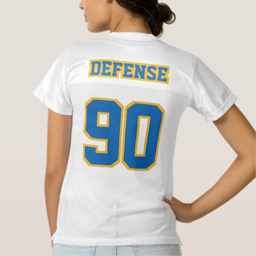 2 Side BLUE GOLD WHITE Womens Football Jersey