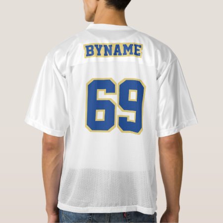 2 Side Blue Old Gold White Mens Football Jersey