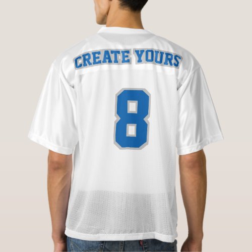 2 Side BLUE SILVER GRAY WHITE Mens Football Jersey