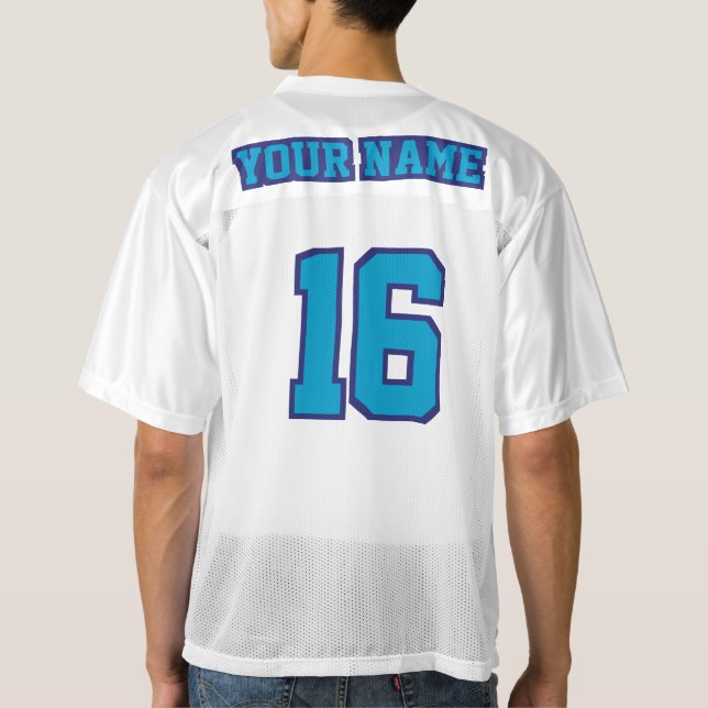 2 Side BLUE WHITE Mens Football Jersey (Back)