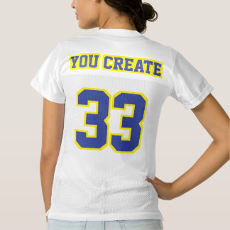 2 Side BLUE YELLOW WHITE Women Football Jersey