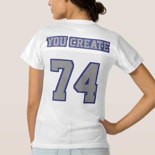 2 Side GREY NAVY BLUE WHITE Womens Sport Jersey