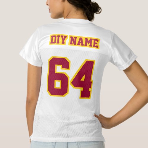 2 Side MAROON GOLDEN YELLOW WHITE Womens Jersey