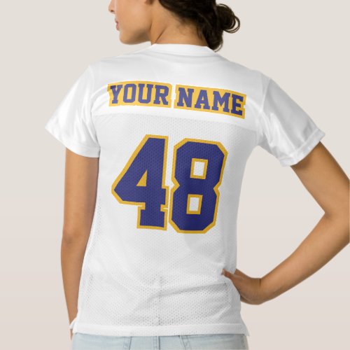 2 Side NAVY BLUE GOLD WHITE Womens Sports Jersey