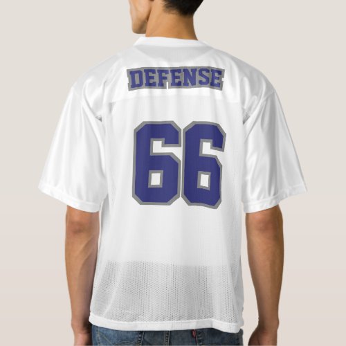 2 Side NAVY BLUE GREY WHITE Men Football Jersey