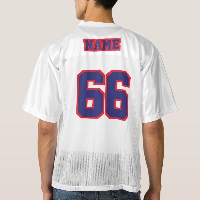 2 Side NAVY BLUE RED WHITE Men Football Jersey (Back)