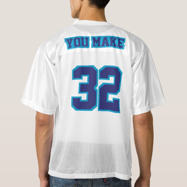 2 Side NAVY BLUE WHITE Men Football Jersey (Back)