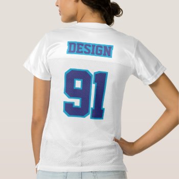 2 Side Navy Blue White Womens Football Jersey by FOOTBALL_JERSEY_DIY at Zazzle