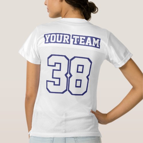 2 Side NAVY WHITE Womens Football Jersey