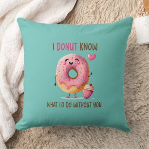 2-Side Personalized Cute Donut Throw Pillow