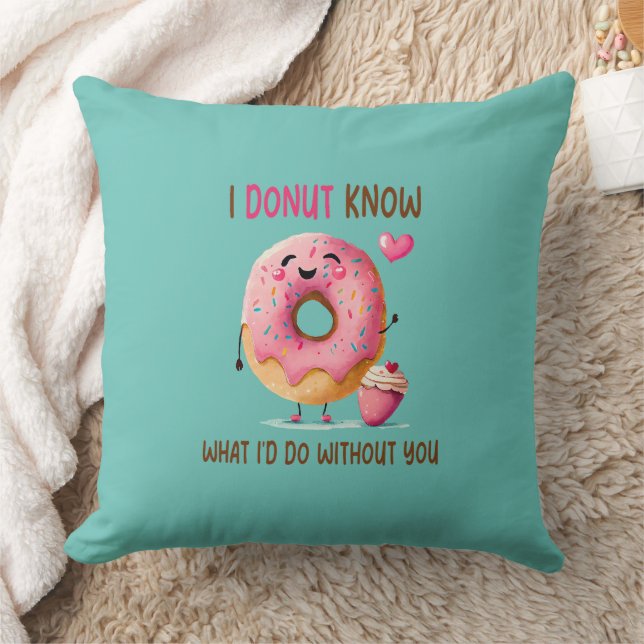 2-Side Personalized Cute Donut Throw Pillow (Blanket)
