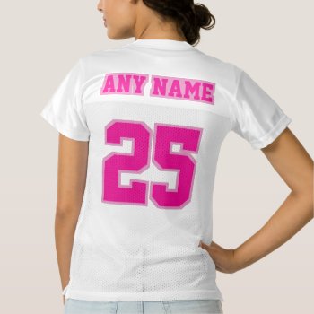 2 Side Pink White Women Football Jersey by FOOTBALL_JERSEY_DIY at Zazzle