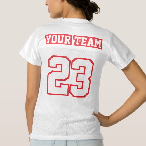 2 Side RED WHITE Womens Football Jersey