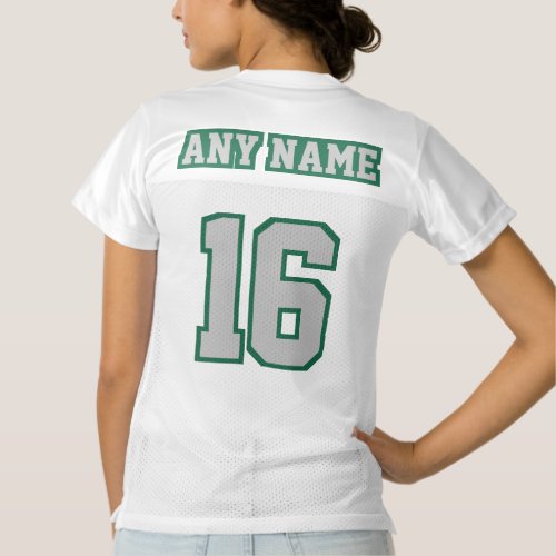 2 Side SILVER DARK GREEN WHITE Womens Sport Jersey