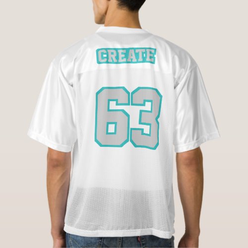 2 Side SILVER TURQUOISE WHITE Mens Football Jersey