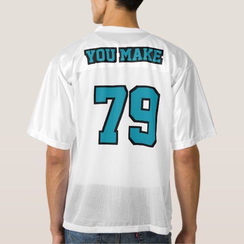 2 Side TEAL BLACK WHITE Mens Football Jersey