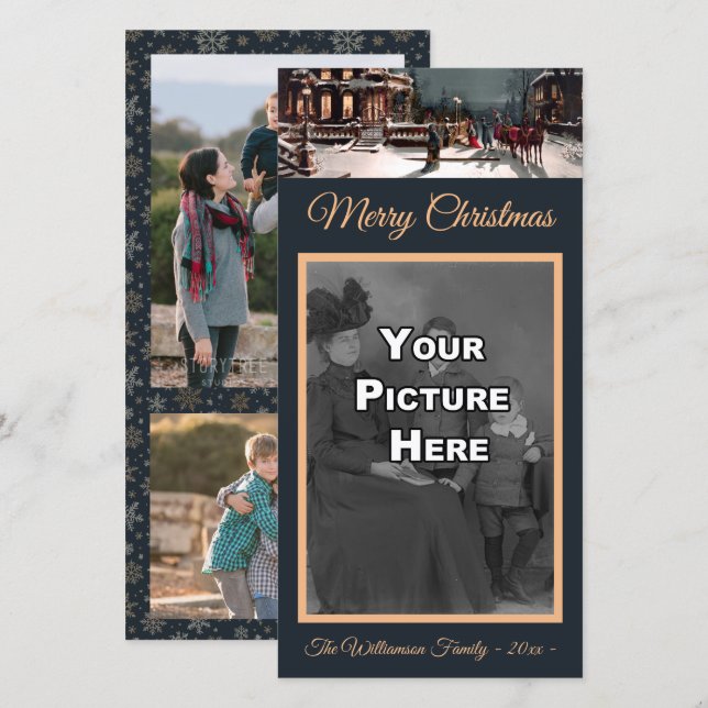 2-Side Victorian Winter Scene Christmas Photocard Holiday Card (Front/Back)