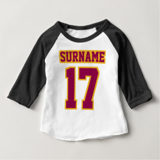 2 Side WHITE BLACK BURGUNDY GOLD 3/4 Sleeve Raglan Baby T-Shirt