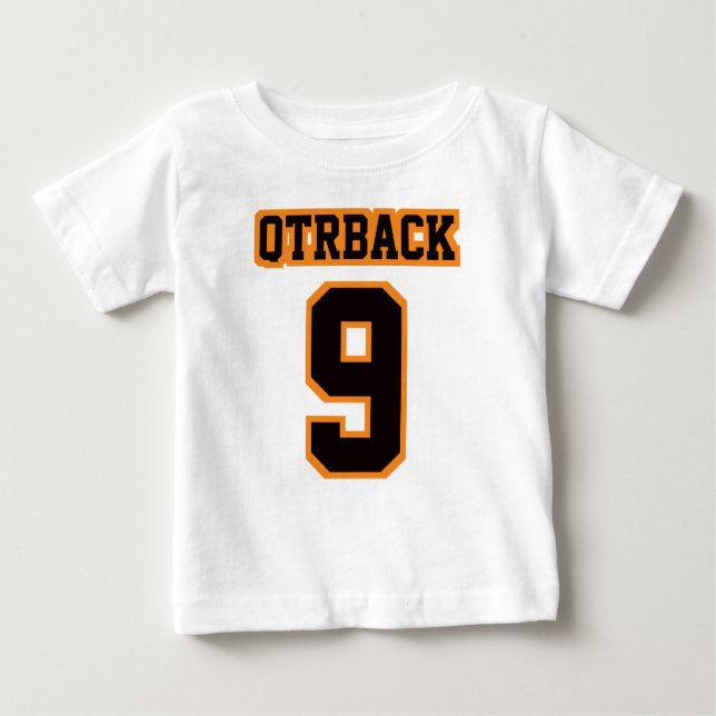 2 Side WHITE BLACK ORANGE Lap Shirt Football Baby (Front)