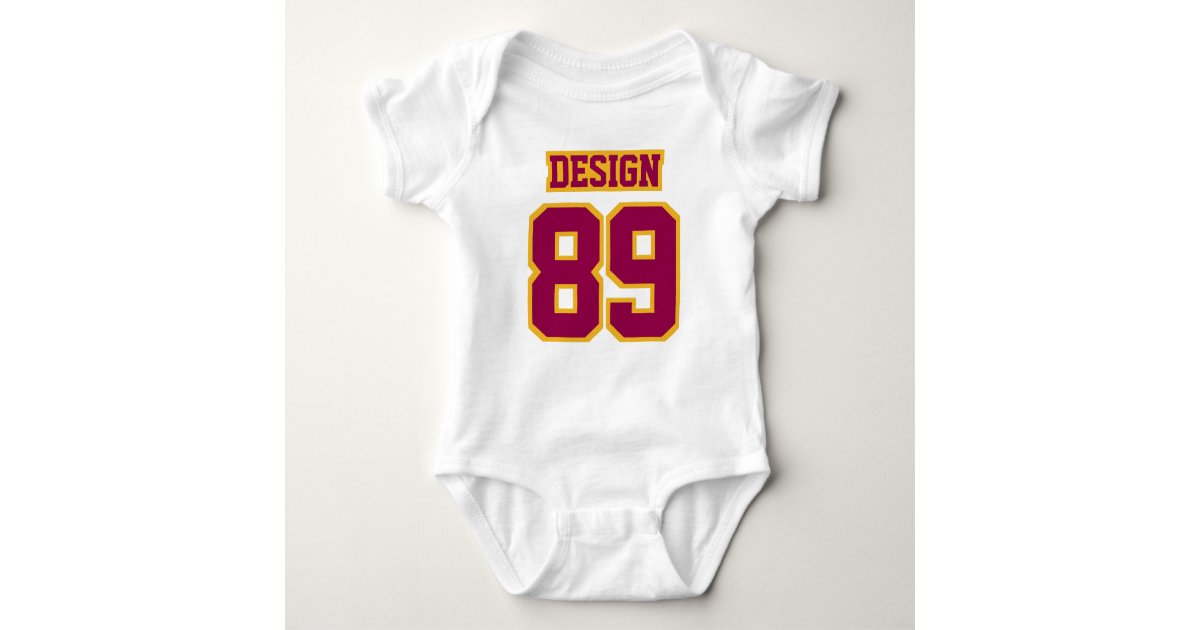 2 Side WHITE BURGUNDY GOLD Football Jersey Outfit Baby Bodysuit