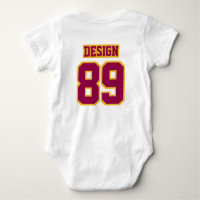 2 Side White Burgundy Gold Football Jersey Outfit Baby Bodysuit, Infant Boy's, Size: 6 Month