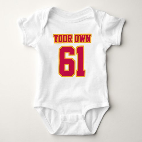 2 Side WHITE CRIMSON GOLD Football Jersey Outfit Baby Bodysuit