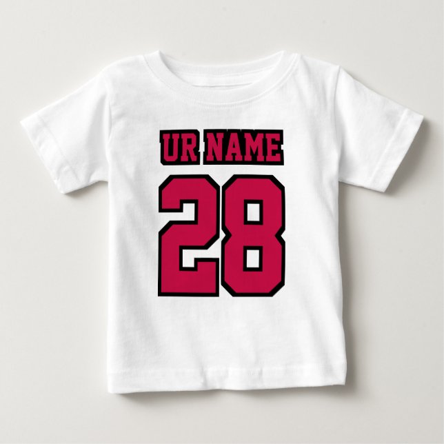 2 Side WHITE CRIMSON RED BLACK Football Crewneck Baby T-Shirt (Front)