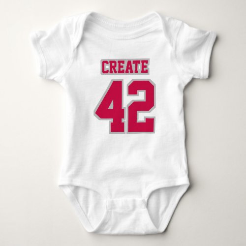 2 Side WHITE CRIMSON SILVER Football Jersey Outfit Baby Bodysuit
