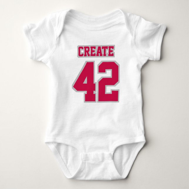 2 Side WHITE CRIMSON SILVER Football Jersey Outfit Baby Bodysuit (Front)