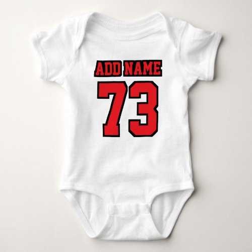 2 Side WHITE RED BLACK Football Jersey Outfit Baby Bodysuit