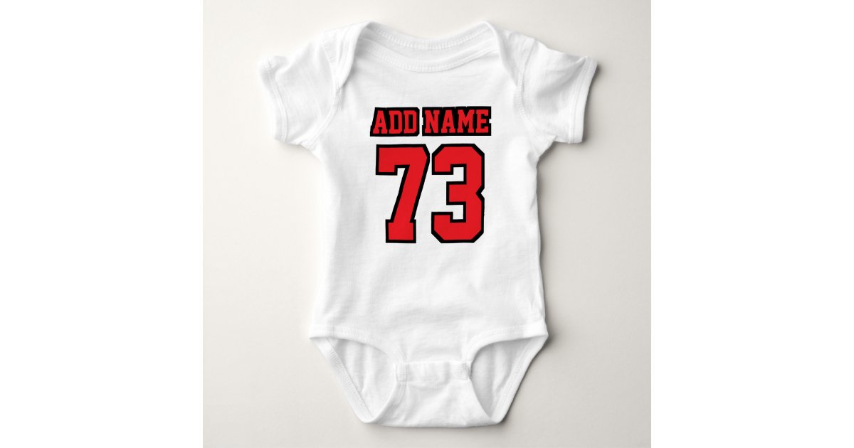 2 Side WHITE RED BLACK Football Jersey Outfit Baby Bodysuit