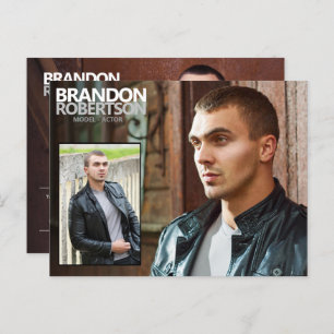 2 Sided 3 Photo Model Actor Promotional Postcard