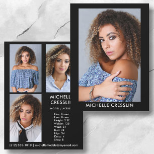 2 sided 4 Photo Model Actor Comp Zed Card 5.5x7.5