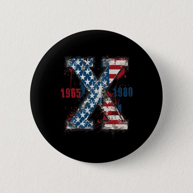 (2 Sided)4th Of July Trump American Flag Usa  Button (Front)