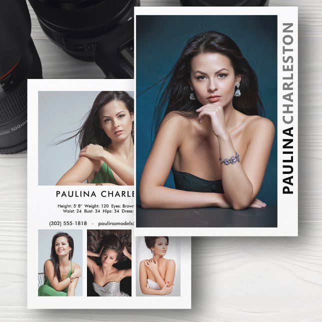 2 Sided 5 Photo Model Actor Pro 5x7 Template (Available in high quality print or digital download for quick messaging, email or self printing.)