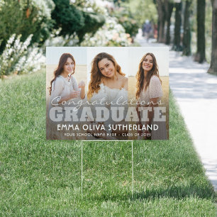 2 Sided 6 Photo Congratulations Graduation Yard Sign