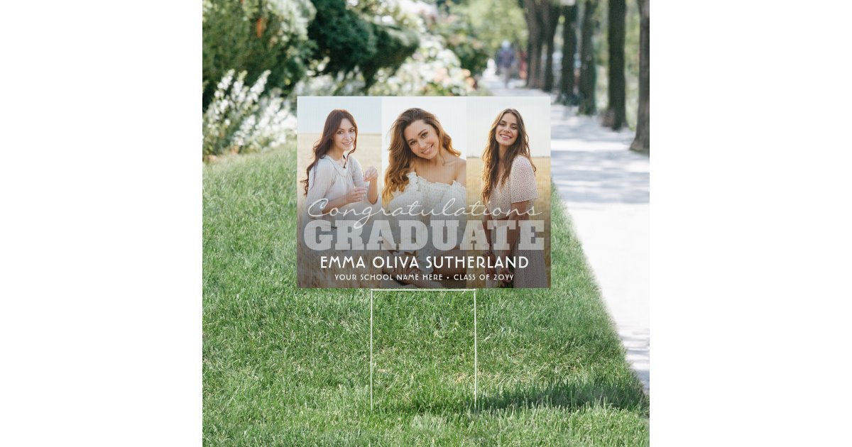 Graduation Photo Both Sign 2 Sided 6 Photo Congratulations Graduation Yard Sign | Zazzle