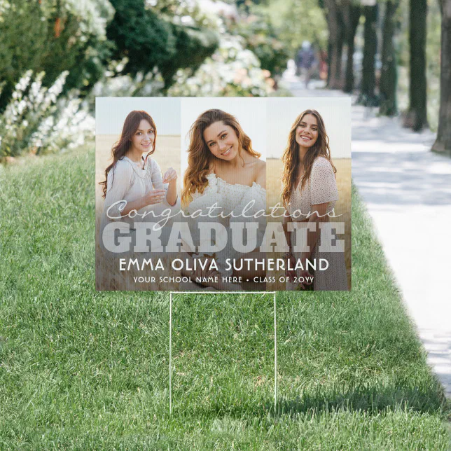 Graduation Photo Both Sign 2 Sided 6 Photo Congratulations Graduation Yard Sign | Zazzle