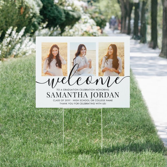 2 Sided 6 Photo Graduation Party Welcome Yard Sign (Creator Uploaded)