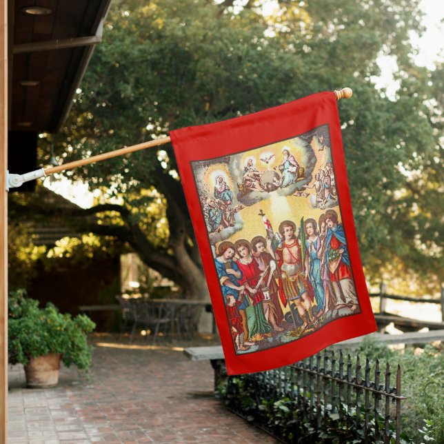 2-sided 7 Archangels (CP 001; Chromolithograph) House Flag (In SItu)